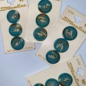 Vintage Streamline Teal and Brown Buttons Set